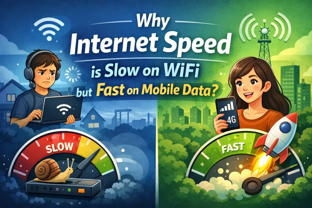 Why internet speed is slow on wifi but fast on mobile data